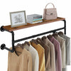 Industrial Pipe Clothes Rack W/ Top Shelf Coat Hanger Hanging Rod Closet Storage