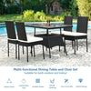 5-Piece Patio Rattan Dining Set Outdoor Dining Furniture w/ 1 Table &4 Chairs