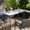 XL Rectangle Kitchen Dining Table Marble Top Heavy Aluminum Frame for 4-6 People