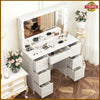 Large White Dressing Table with LED Light Mirror Vanity Make up Desk 7 Drawers