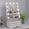 Hollywood Make up Mirror with Storage 3-Tier Jewelry Box LED Lighted Tabletop