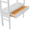 High Sleeper Bunk Bed, 3ft Solid Pine Wood Kids Loft Bed Frame With Desk Storage