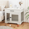 Dog Crate Furniture Wooden Crate Table Thickened Metal Tube Cage w/ Double Doors
