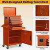 Rolling Tool Chest High Capacity Tool Storage Cabinet w/Lockable Wheels-Orange