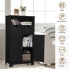 Bathroom Floor Cabinet Wooden Storage Cupboard with Adjustable Shelf & Doors