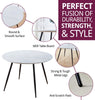 Dining Table, White Marble Effect Top Kitchen Table, Round Table with Metal Legs
