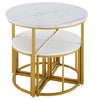 Dining Table and Chairs Set of 4 Space-Saving Round Kitchen Table w/ Marble Look