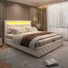 Ottoman Storage Bed Gas Lift 4ft6 Double Wooden Bed Frame With LED Light White