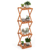 Free Standing Shoe Rack Entryway Folding Plant Rack-Natural