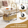 Sofa Side Table 2-Tier Center Table Sofa Side Table on Lockable Wheels-Golden
