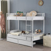 Twin Bunk Bed Frame 3Ft Single Loft Sleeper with Two Storage Drawer Ladder White