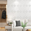 3D Cube Geometric Panelling Feature Wall Rhombus Plaster Panel Effect Wallpaper