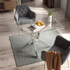 Modern Clear Tempered Glass Dining Table Cross Chrome Legs Kitchen Furniture