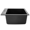 Ultra deep Quartz Stone Single Bowl Inset Kitchen Sink with Strainer Basin Black