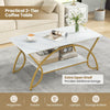 2-Tier Modern Coffee Table with Arched Metal Frame & Adjustable Foot Pads