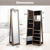 Floor Jewelry Cabinet Armoire Lockable Standing Jewelry Organizer w/Mirror