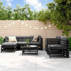 7 Piece Garden Lounge Set Black Solid Wood Pine