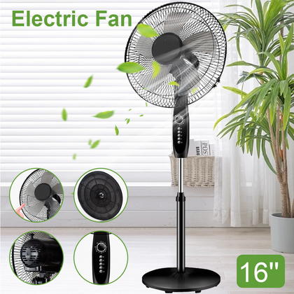 16 INCH ELECTRIC PEDESTAL FAN FLOOR STANDING OSCILLATING 4 SPEED COOLING UK