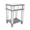 Accent Silver Mirrored End Table Bedroom Living Coffee Side Table Desk w/ Drawer