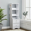 Tall Wood Bedside Cabinet Table Hanging Hook Storage Shelf Drawer with Lock Keys
