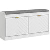 Shoe Storage Bench with 2 Flip Drawers, Cushion, 2 Vents for 8 Pairs of Shoes