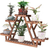 6 Tiered Wood Plant Stand Plant Shelf Carbonized Triangular Display Rack
