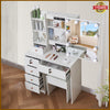 Makeup Desk Vanity Stool Dressing Table with 10 LED Lights Sliding Mirror Set