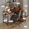 L-Shaped Home Computer Desk Table Writing With Fabric Pocket Hook Storage Shelf