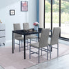 4x Grey Faux Leather Dining Chairs&Black Marble MDF Top Dining Table Dining Set