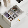 Mondeer LED Dressing Table Stool Smart Vanity Makeup Desk w/ 4 Drawers 3 Shelves
