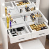 Dressing Table Makeup Desk Vanity Set with LED Mirror & Stool - Glass Top Hkvfkk