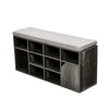 Multi-Storage Bench Shoe Rack w/10 Compartments Cushion Seat Shoe Organizer Grey