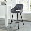2 Pcs Velvet Bar Stools Upholstered Padded Seat Kitchen Bar Chair Modern Grey