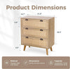 Rattan Cabinet Dresser 3-Drawer Chest of Drawers Rattan Bedside Tables & Cabinet
