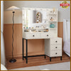 White Dressing Table Makeup Desk and 5 Drawers, 11 LED Bulbs Mirror Vanity Set