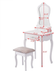 Dressing Table Set Vanity Stool 3 Drawer Makeup Desk Bedroom Small Space White