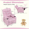 Toddler Upholstered Lounge Recliner PU Leather Armchair with Footrest-Pink
