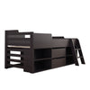 Kids Wooden Cabin Bed Mid Sleeper Bed Frame Storage Bed with Drawers and Shelves