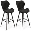 Bar Stool Set of 2 Counter Height Bar Chairs with Curved Backrest & Seat