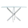 Industrial Console Table Silver Chrome Cross Legs Dressing Desk for Hallway