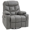 Recliner Armchair Swivel PU Manual Reclining Chair with Adjustable Footrest Grey