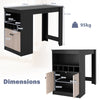 Kitchen Counter Height Dining Table with Storage Cabinet-Black