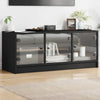 TV Cabinet with Glass Doors Stand Entertainment Centre Unit Black