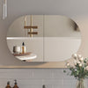 Oval Bathroom Mirror Cabinet w/ Shelf Wall Mounted For Bathroom White Storage