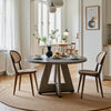 Round Dining Table for 4 People, 120cm Farmhouse Wooden Kitchen Dinner Table