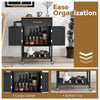 Kitchen Rolling Utility Cart Island Cart 2-Door Storage Cabinet-Black
