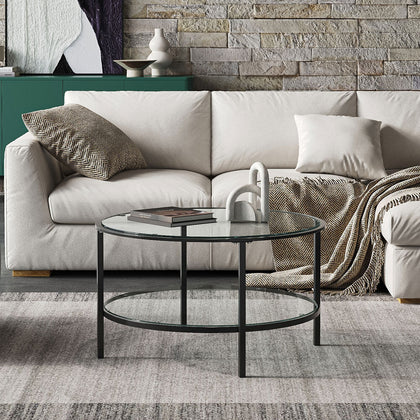 Modern Glass Coffee Table With Storage Living Room Furniture Tea Coffee Table