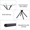 Round Clear Tempered Glass Dining Table Black Metal Legs Kitchen Dining Room
