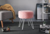 Shaggy Fluffy Stool Footstool Vanity Dining Chair Piano Seat with Iron Wire Legs