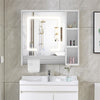 Bathroom Cabinet With LED Light Mirror Storage Unit Touch Switch 2 Shelf Hanger